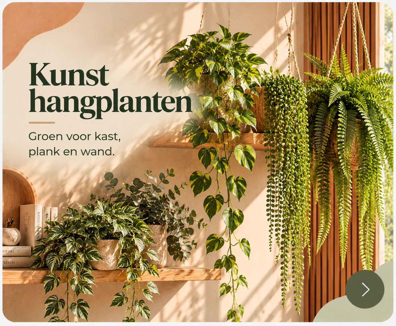 Kunsthangplanten in warme interieursfeer